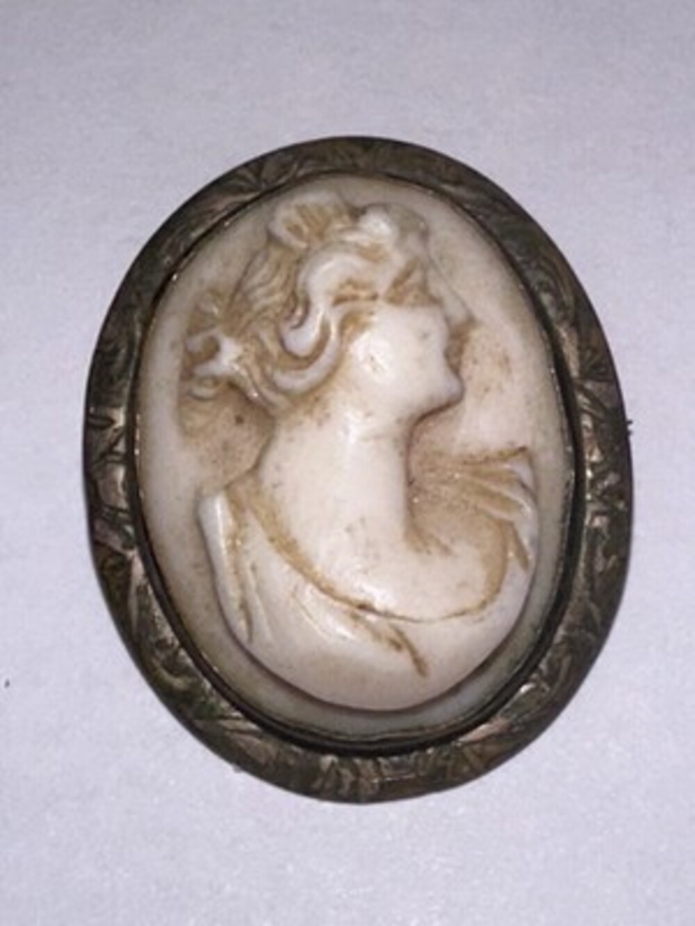 Cameo Brooch,Rare Vintage Victorian silver sardonyx shell cameo classical maiden
